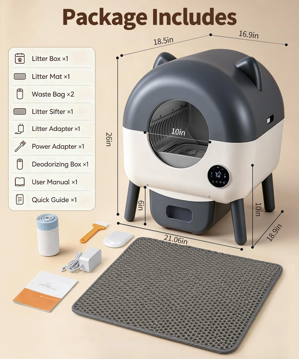 Automatic Self Cleaning Litter Box, MeowWhimsy Large Smart Robot Litter Box