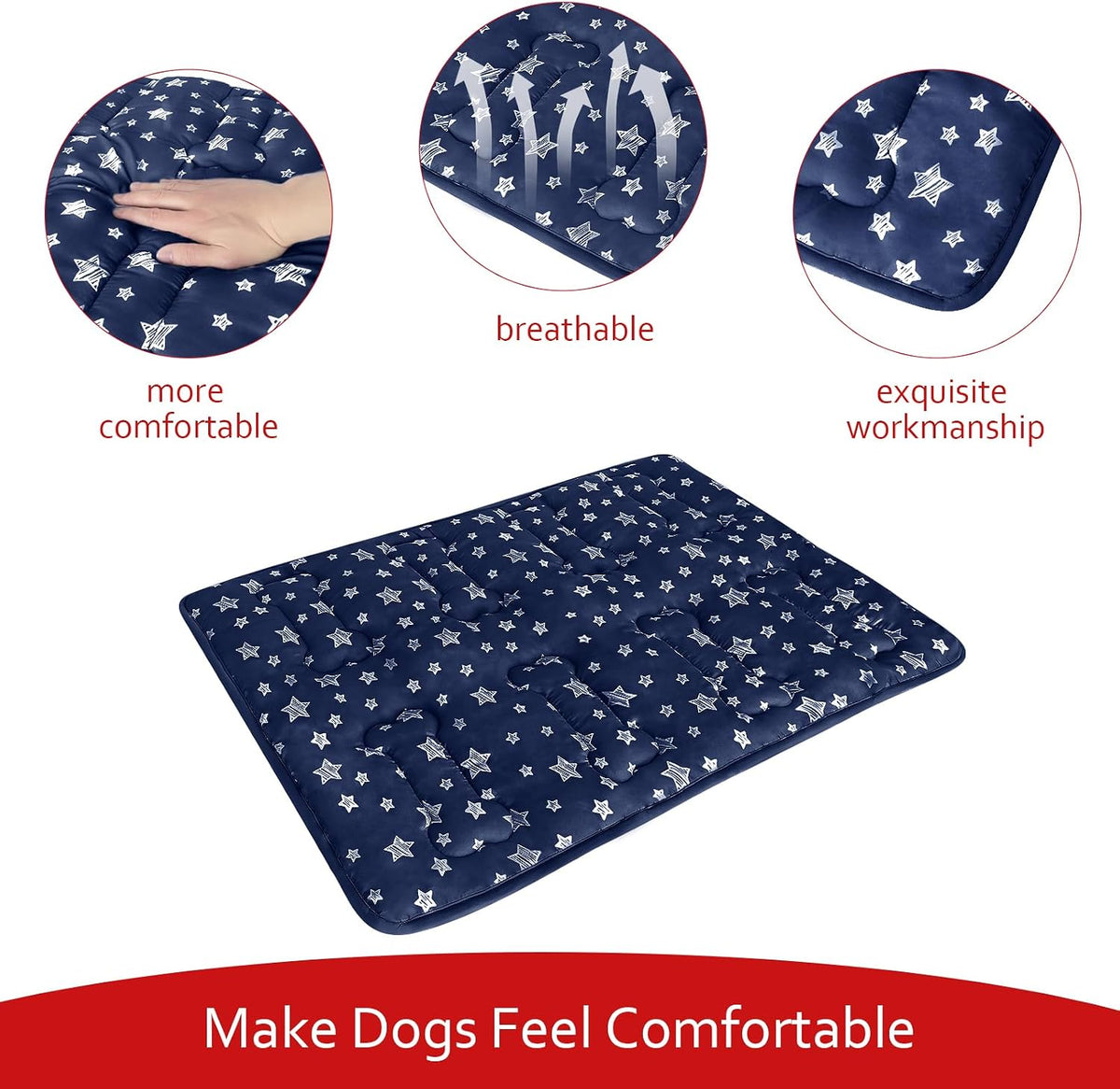 Dog Crate Pad Mat (42" X 28"), Soft Dog Bed Mat with Cute Prints