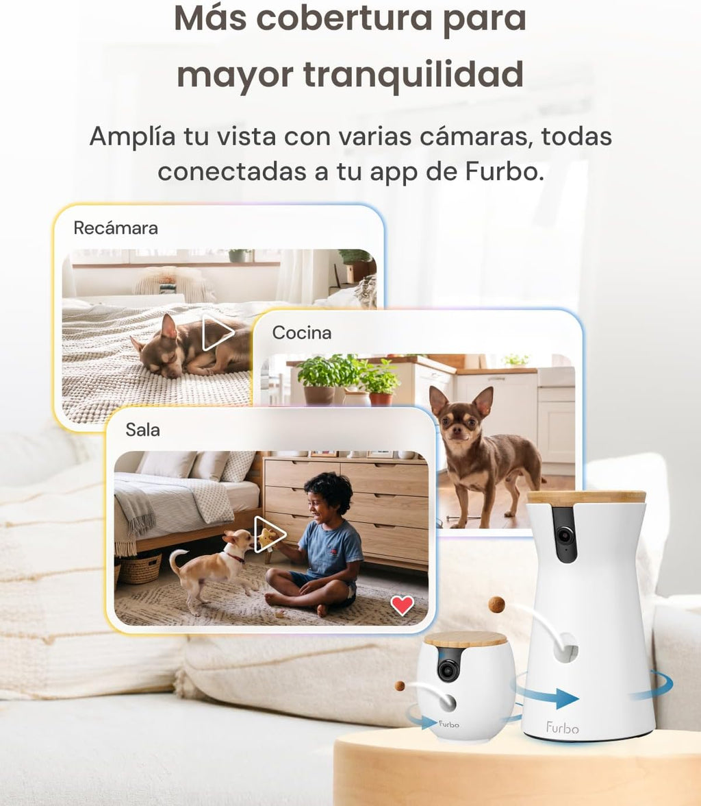 Furbo 360° Dog Camera + Mini 360° Cam [New Subscription Required at Setup] 2-Camera Bundle Nanny Subscription: Dog Safety Alerts, Pet Camera with Speaker, Phone App & Night Vision
