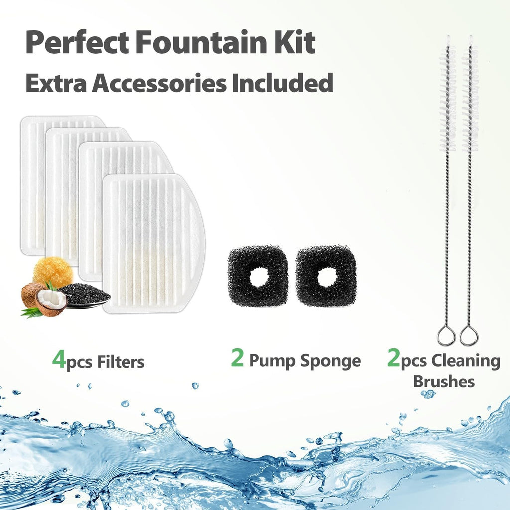 ORSDA Cat Water Fountain Stainless Steel, D60/3L Automatic Pet Drinking Fountain for Cats Inside, Dog Water Dispenser with Adjustable Water Flow and 6 Replacement Filters for Cats, Dogs (D60)