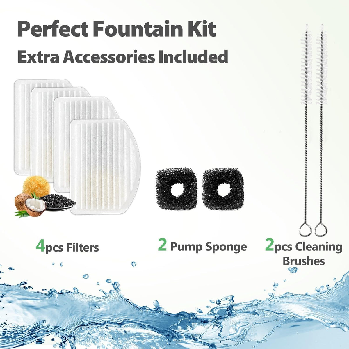 ORSDA Cat Water Fountain Stainless Steel, D60/3L Automatic Pet Drinking Fountain for Cats Inside, Dog Water Dispenser with Adjustable Water Flow and 6 Replacement Filters for Cats, Dogs (D60)