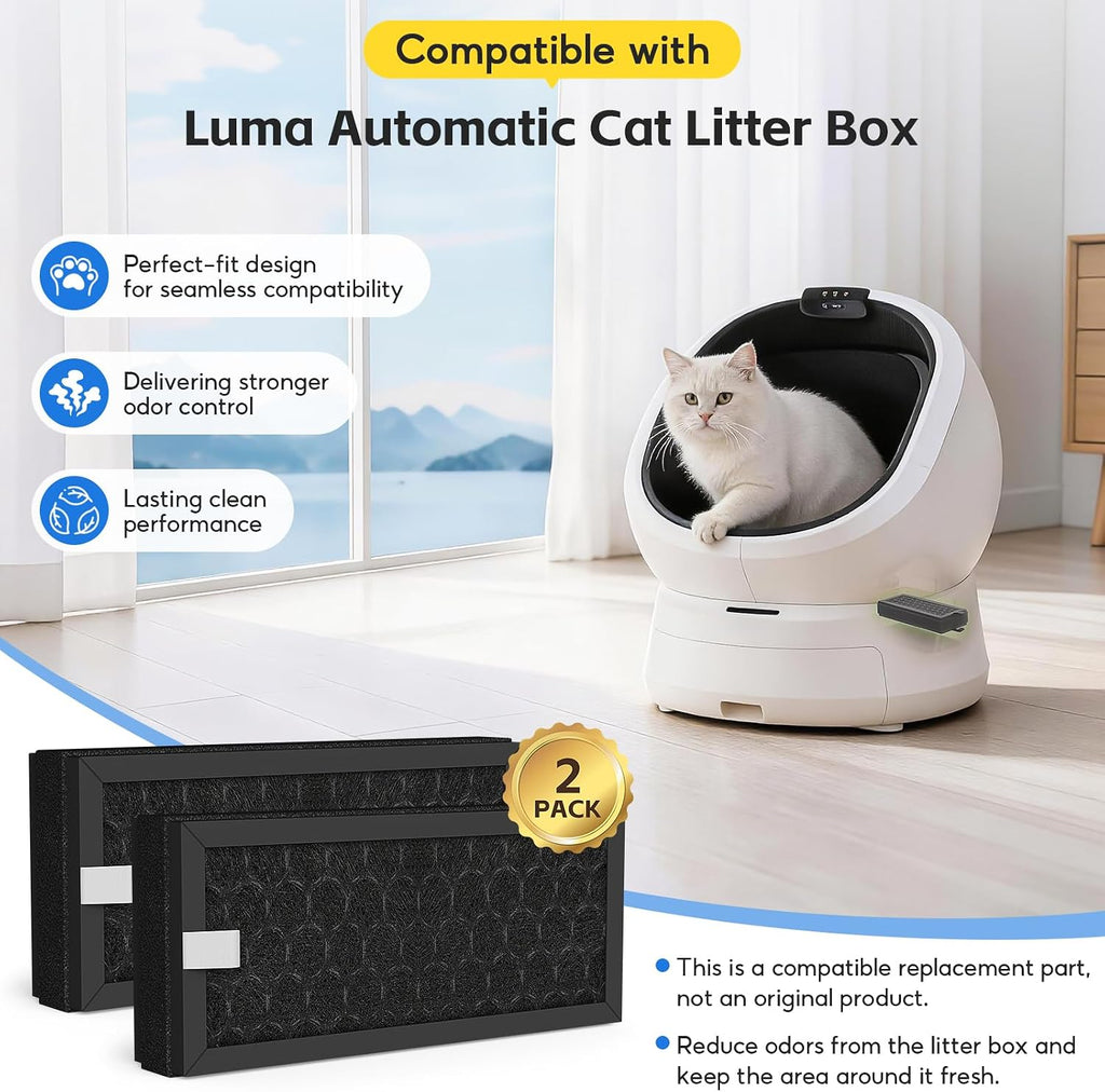 2-Pack Activated Carbon Replacement Filter, Compatible with PETLIBRO Luma Automatic Cats Self Cleaning Litter Box PLLB001, Replaces Part# PL-CD001-01W