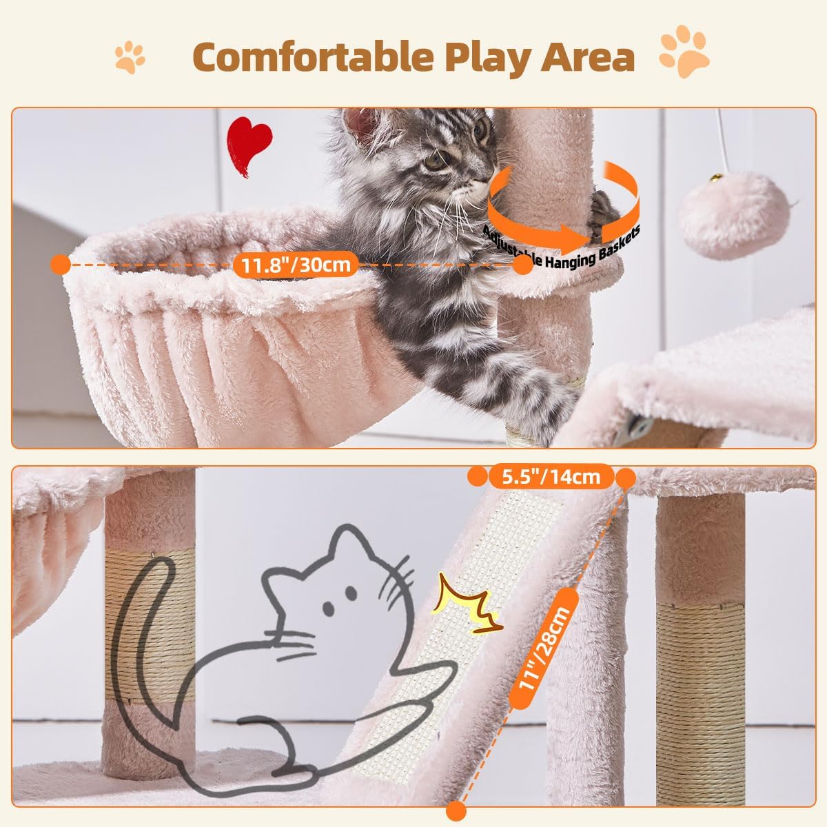 Taoqimiao Cat Tree, 38.5In Cat Tower for Indoor Cats, Suitable for Kittens