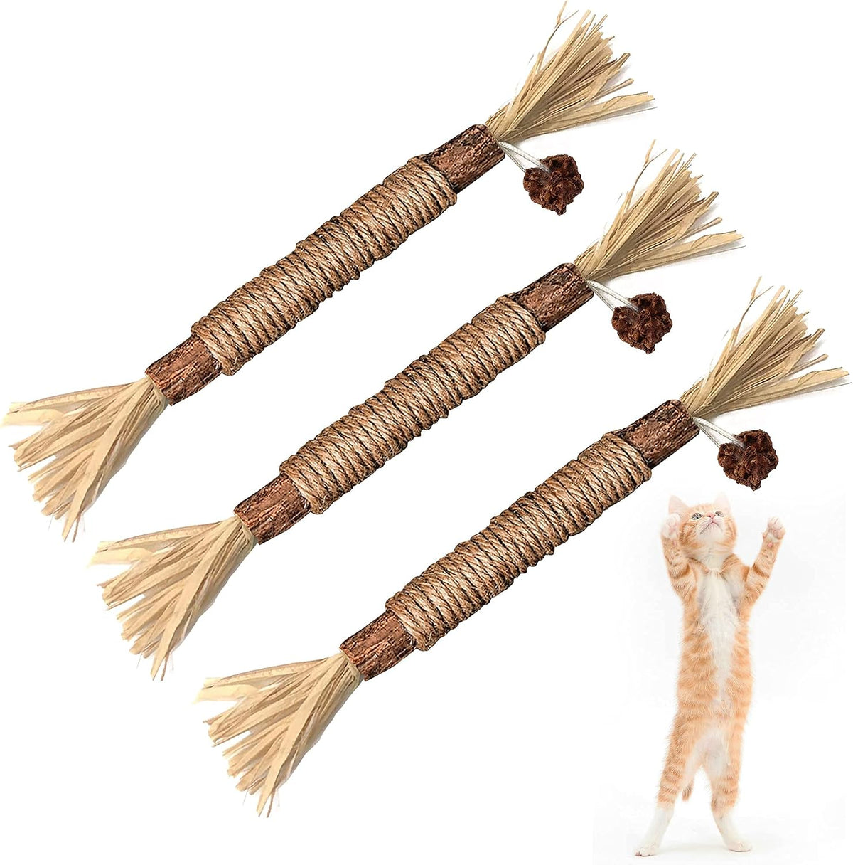 Silvervine Sticks Cat Chew Toys for Indoor Cats Dental Care Teeth Cleaning, Natural Kitten & Cat Teething Toys for Health, Cat Chew Stick Treat Edible Suitable for All Breeds of Aggressive Chewers Cat
