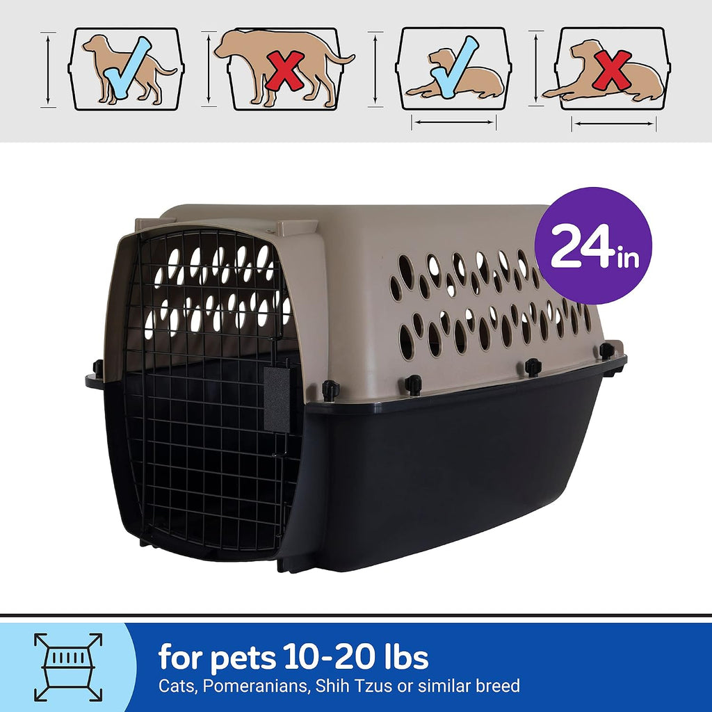 Petmate Vari Dog Kennel, Carrier, 10 to 20lbs, 24in, Taupe and Black