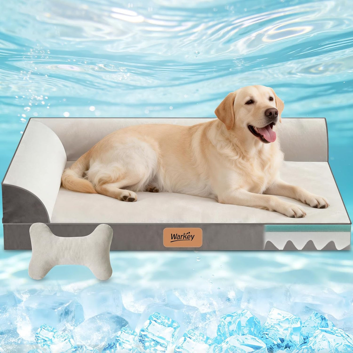 XL Dog Bed with Cooling Gel Memory Foam, Orthopedic Waterproof Pet Bed with Washable Cover & Non-Slip Bottom, Cooling Dog Couch Bed, Size: 49.1"*38 * 8.1"