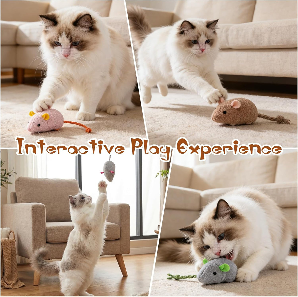 NAHSHON 15PCS Cat Mouse Toys Prefilled Catnip