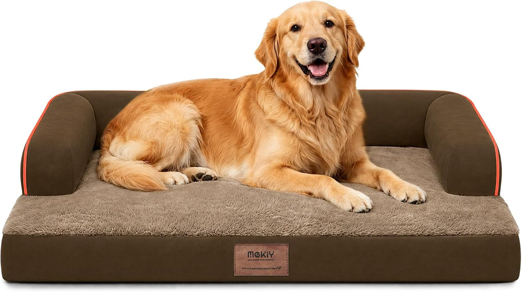 MEKIY Orthopedic Washable Dog Bed with Bolster for Medium to Large Dogs