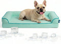 Cooling Dog Bed for Small,Medium Dogs & Cats with Bolsters,Q-Max>0.45 Orthopedic Pet Cool Sofa Beds with Breathable Egg Crate Foam,Removable Washable Cover, Light Aqua