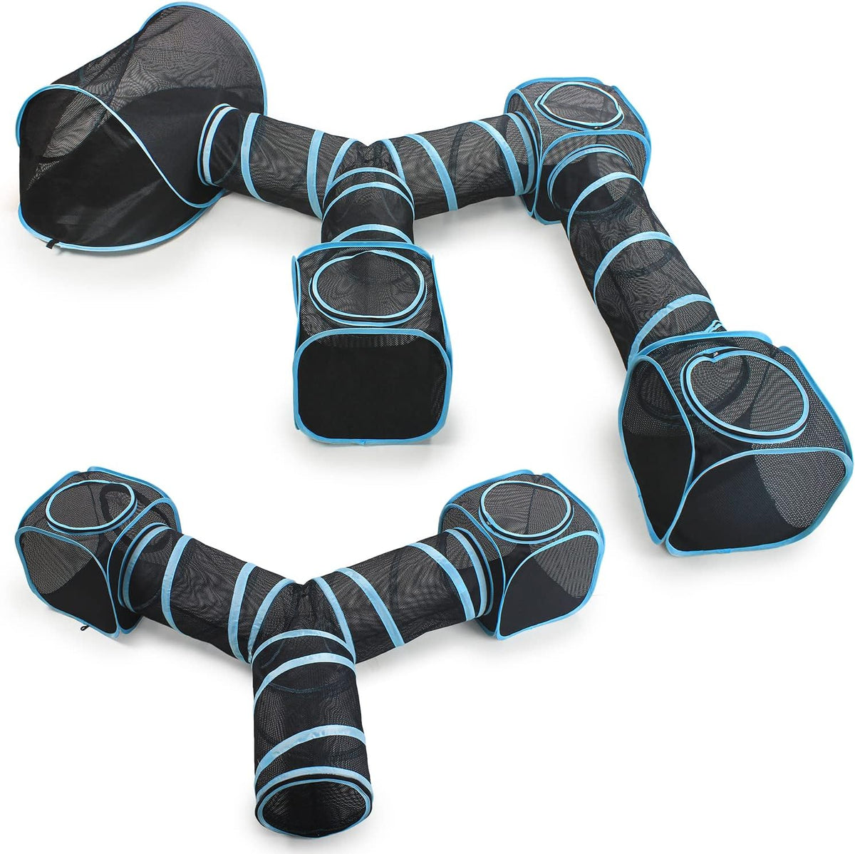 INTURN Cat Furniture Tent for Indoor and Outdoor Playpen Portable Cat Tunnels, Outdoor Kennel (2 Cube + 3-Way Tunnel)