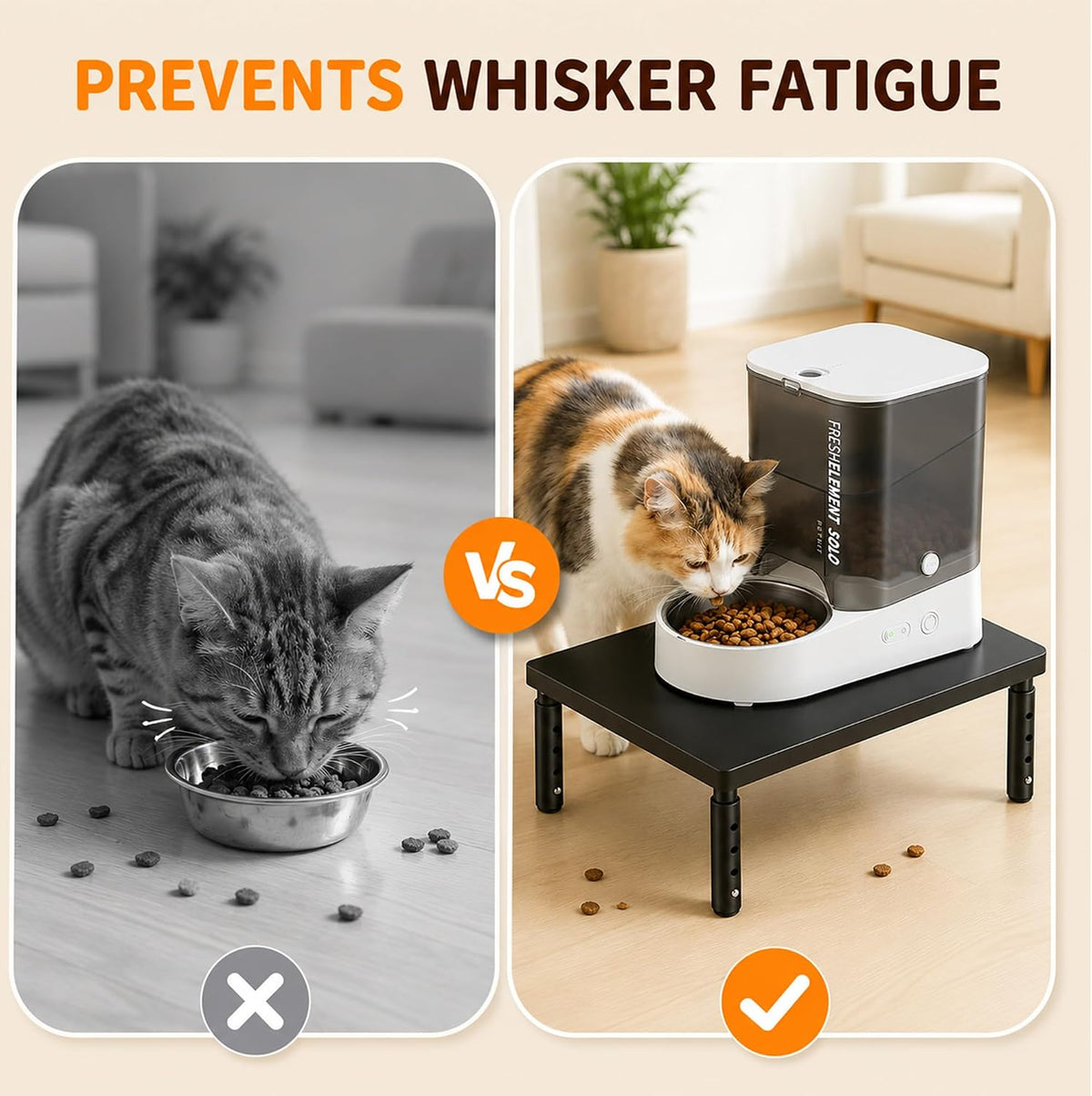 ECOLOVI Height-Adjustable Cat Food Stand, Elevated Cat Feeder Stand for Automatic Feeder & Bowls, Lifted Cat Food Table Station, Raises Feeder/Bowl, Relieves Spine and Joints Noticeably, Black