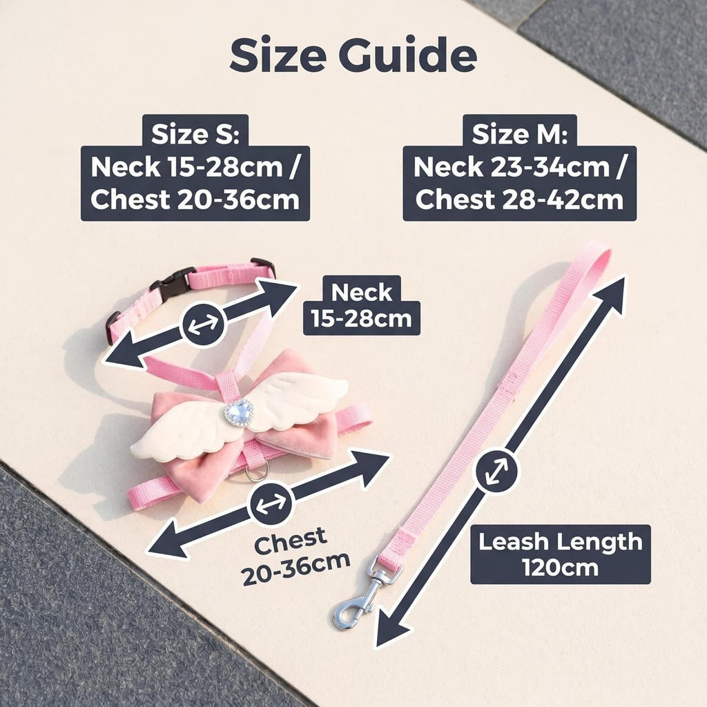 Pink Leash and Bow H-Shaped Design Harness for Small Cats Dogs, Proof Soft Adjustable Vest Easy Control Breathable Harnesses for Small Cats Dogs (Pink 2 S 2-7LBS)