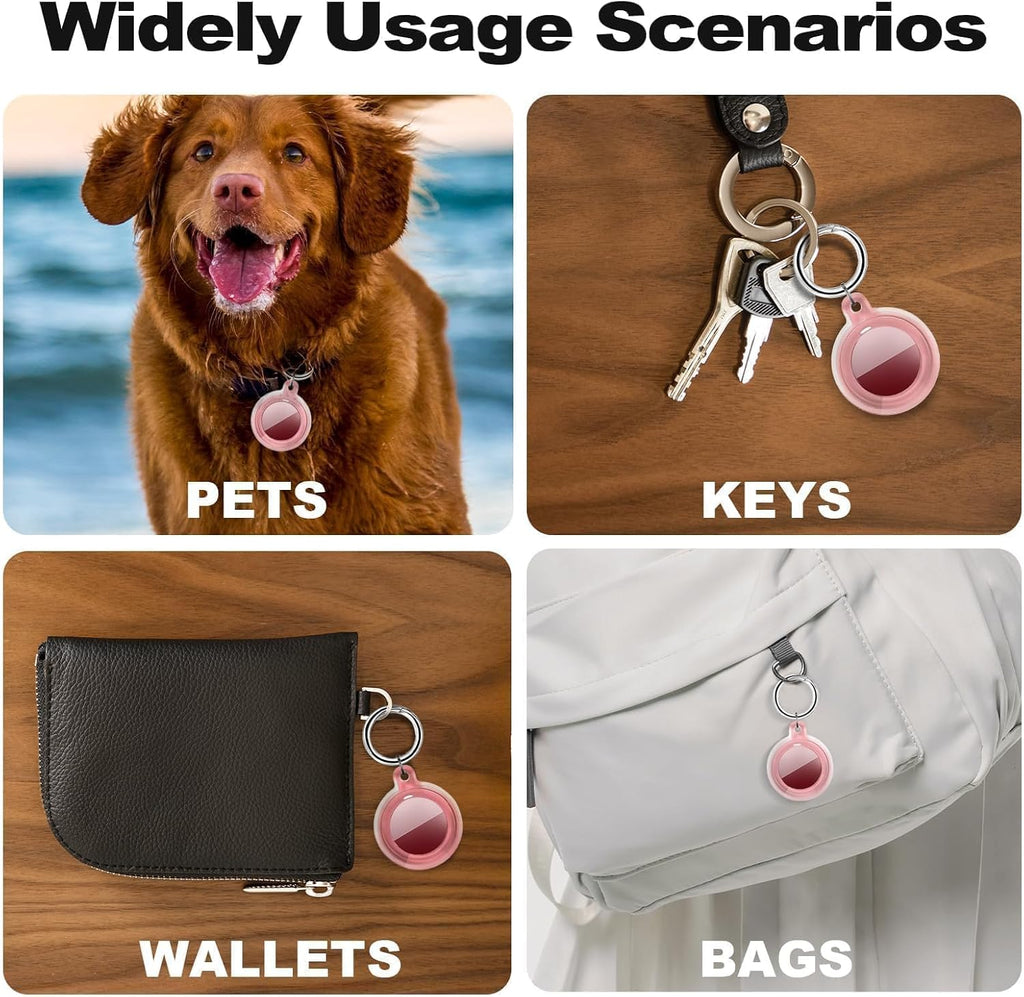 [2 Pack] IPX8 Waterproof Case for AirTag 2nd Gen (2026) & 1st Gen, Full Body Holder Keychain, Anti-Scratch Cover for Apple for Air Tags, Luggage, Pet Collar, Car Keys, Kids（Pink/Purple）
