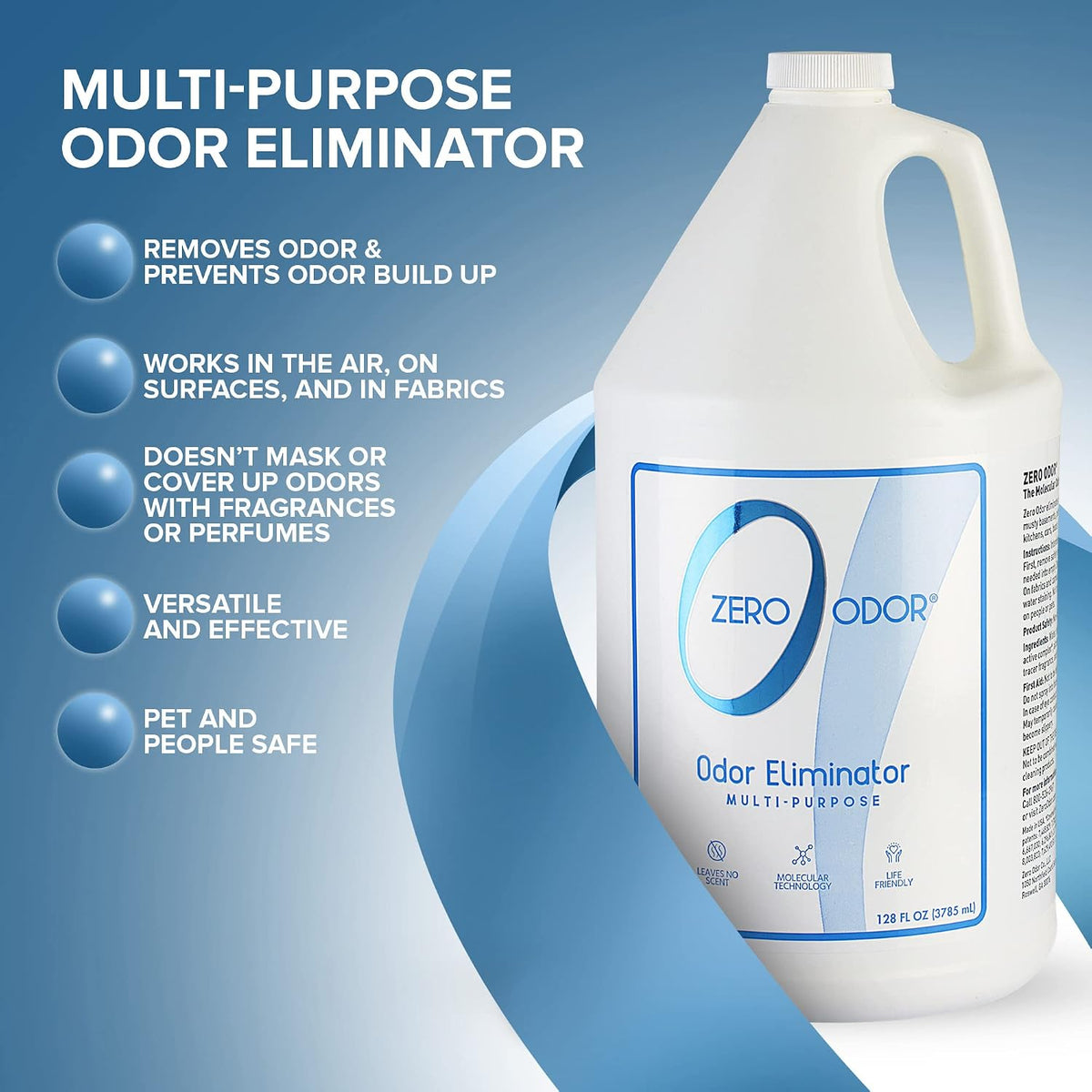 Zero Odor Multi-Purpose Odor Eliminator, Fabric & Room Deodorizer, 128 oz