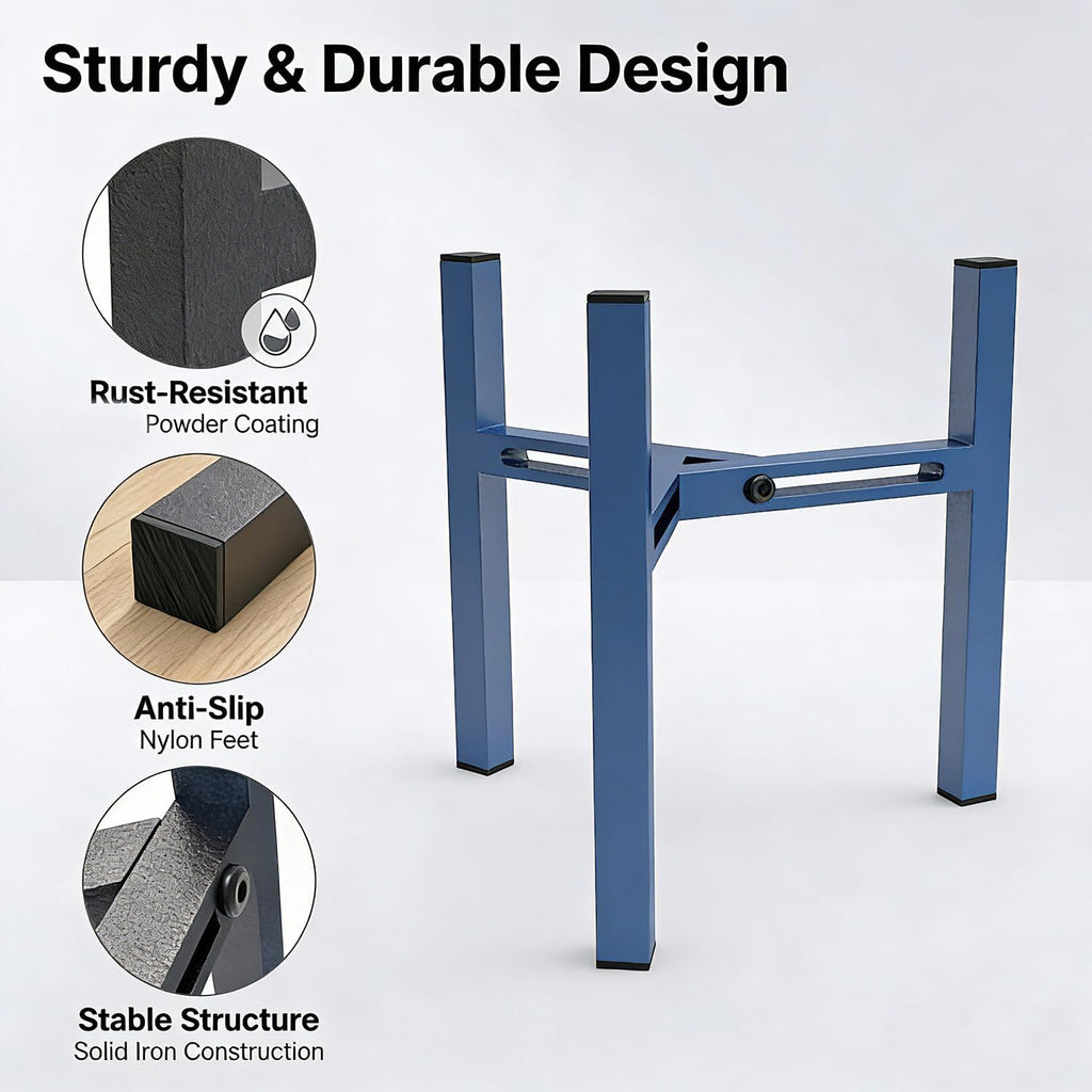 Elevated Cat Bowl Stand Good for Senior Cats Digestion Arthritis Relief - Adjustable Metal Feeder Riser, Fits 5.1-7.45” Round Bowls (No Bowls)（Blue）