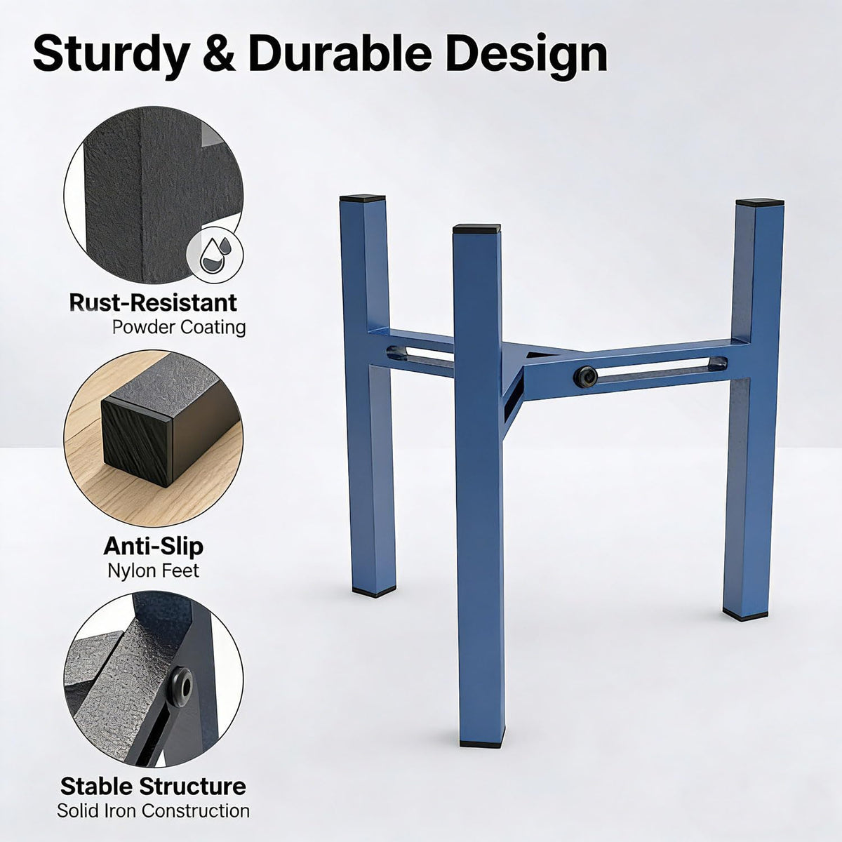 Elevated Cat Bowl Stand Good for Senior Cats Digestion Arthritis Relief - Adjustable Metal Feeder Riser, Fits 5.1-7.45” Round Bowls (No Bowls)（Blue）