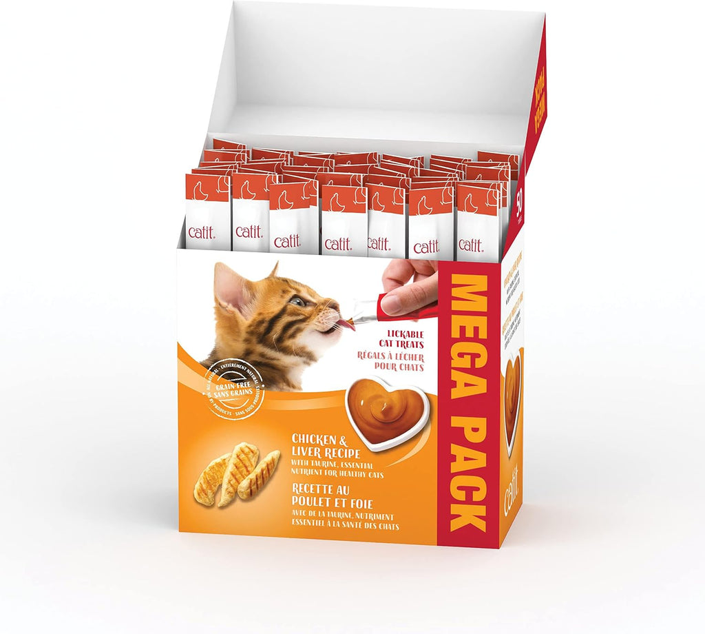 Catit Creamy Lickable Cat Treat, Healthy Cat Treat, Chicken & Liver, 50 Pack