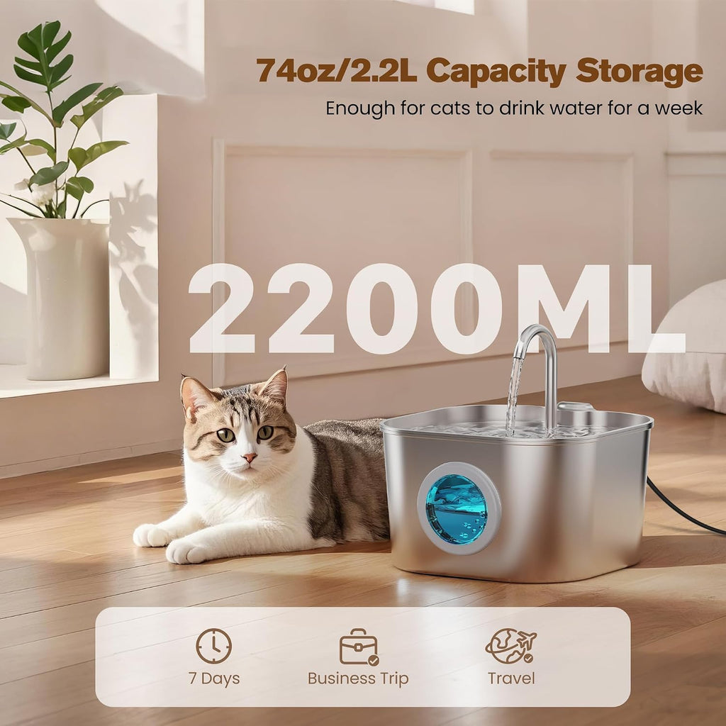 Cat Water Fountain Stainless Steel: Pet Fountains with 10 Packs Filters