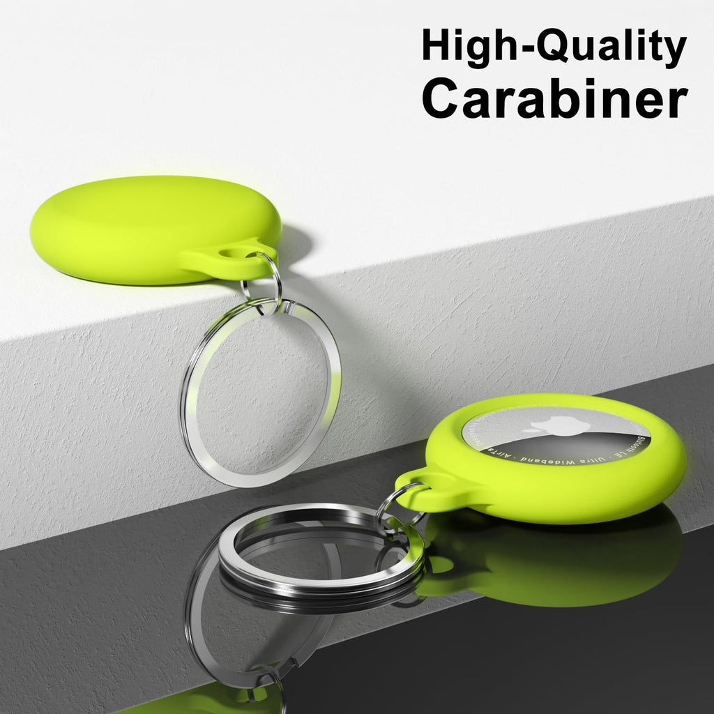 oakxco for Airtag Keychain Silicone Neon Green, Airtag Holder with Key Ring, Air Tag Cover Cute Accessories for Kids, Luggage, Car Dog Collar, Car, Compatible with Apple Airtag Case Waterproof, Lime