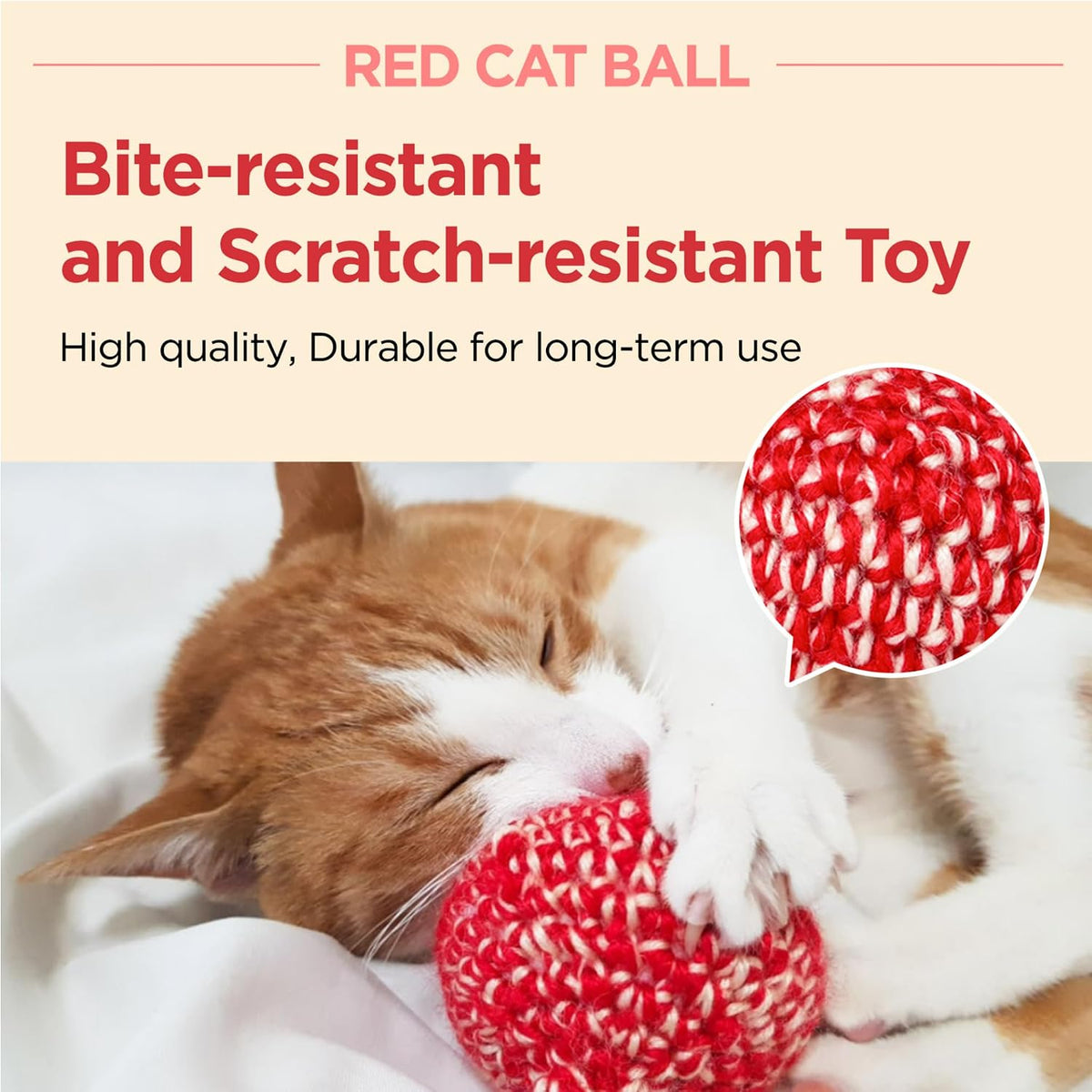 JAYU PET Red Cat Ball, 2.7 inch