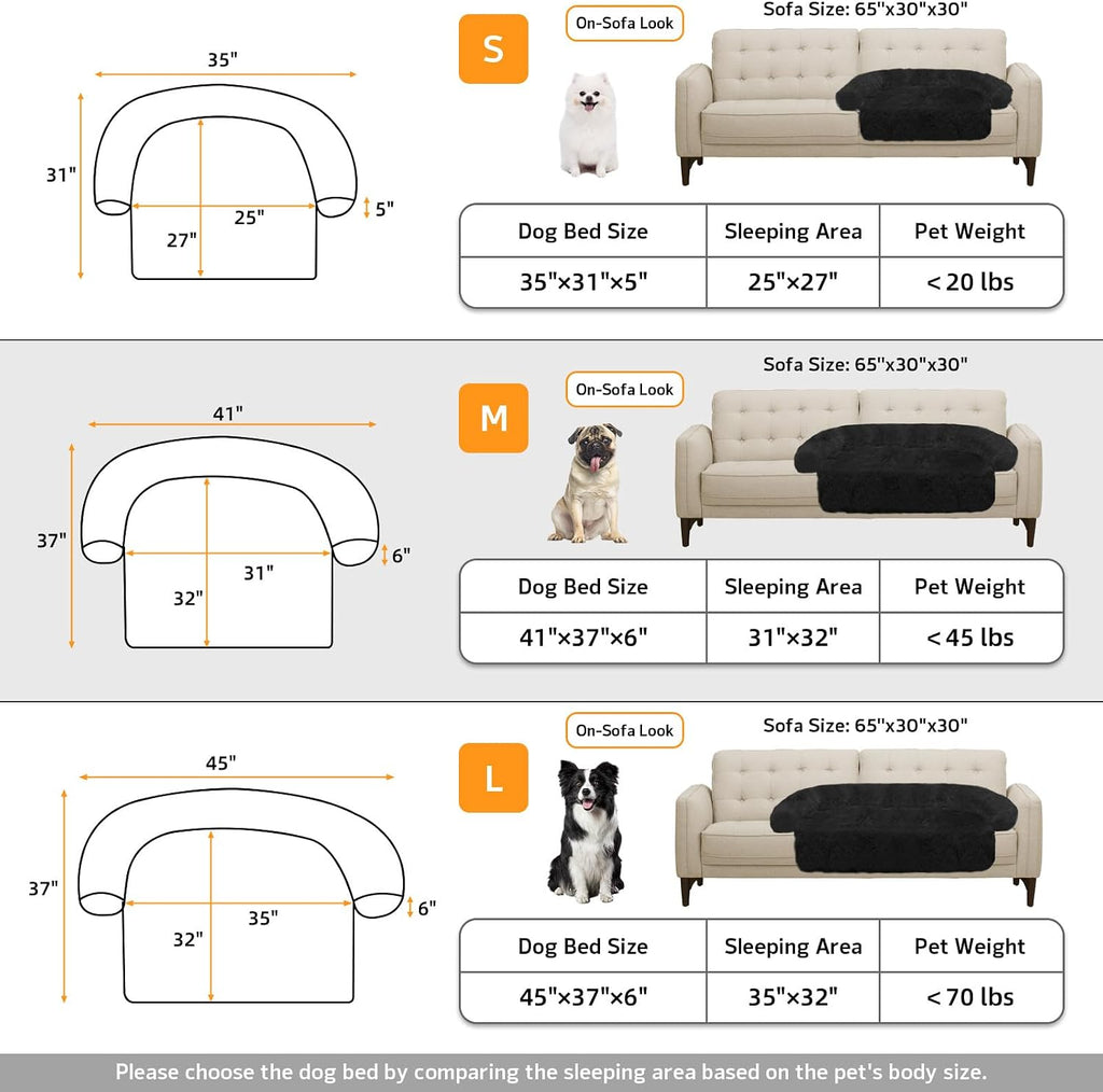 GGIB Calming Dog Bed Fluffy Plush Dog Mat for Furniture Protector with Removable Washable Cover for Large Medium Small Dogs and Cats (Medium, Black)