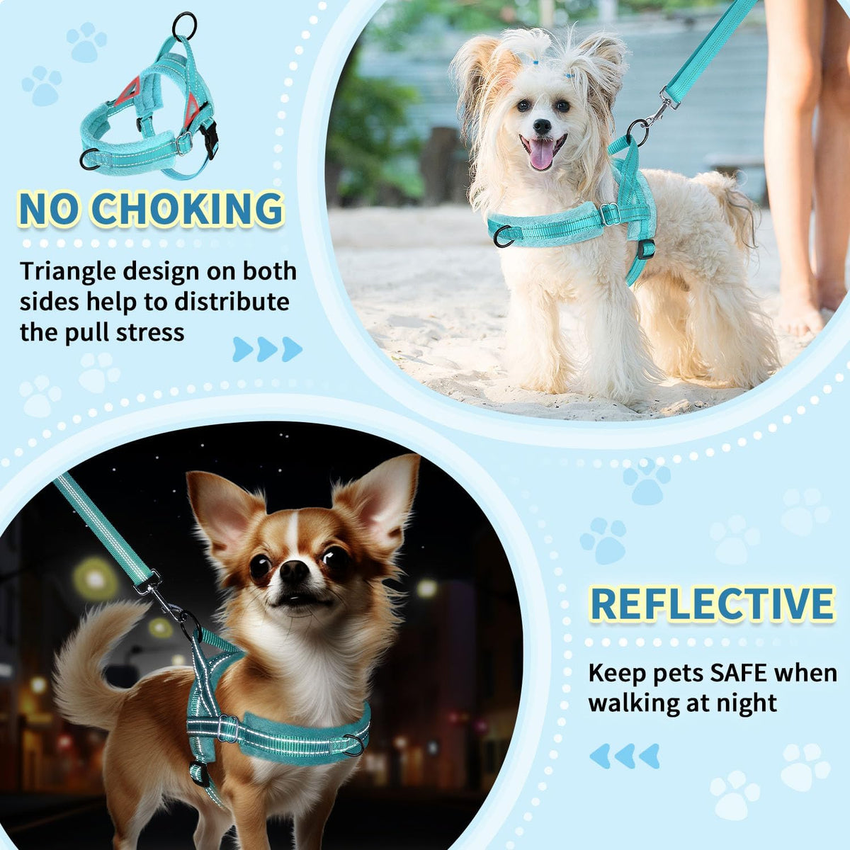 SlowTon No Pull Small Dog Harness and Leash Set with Front Clip