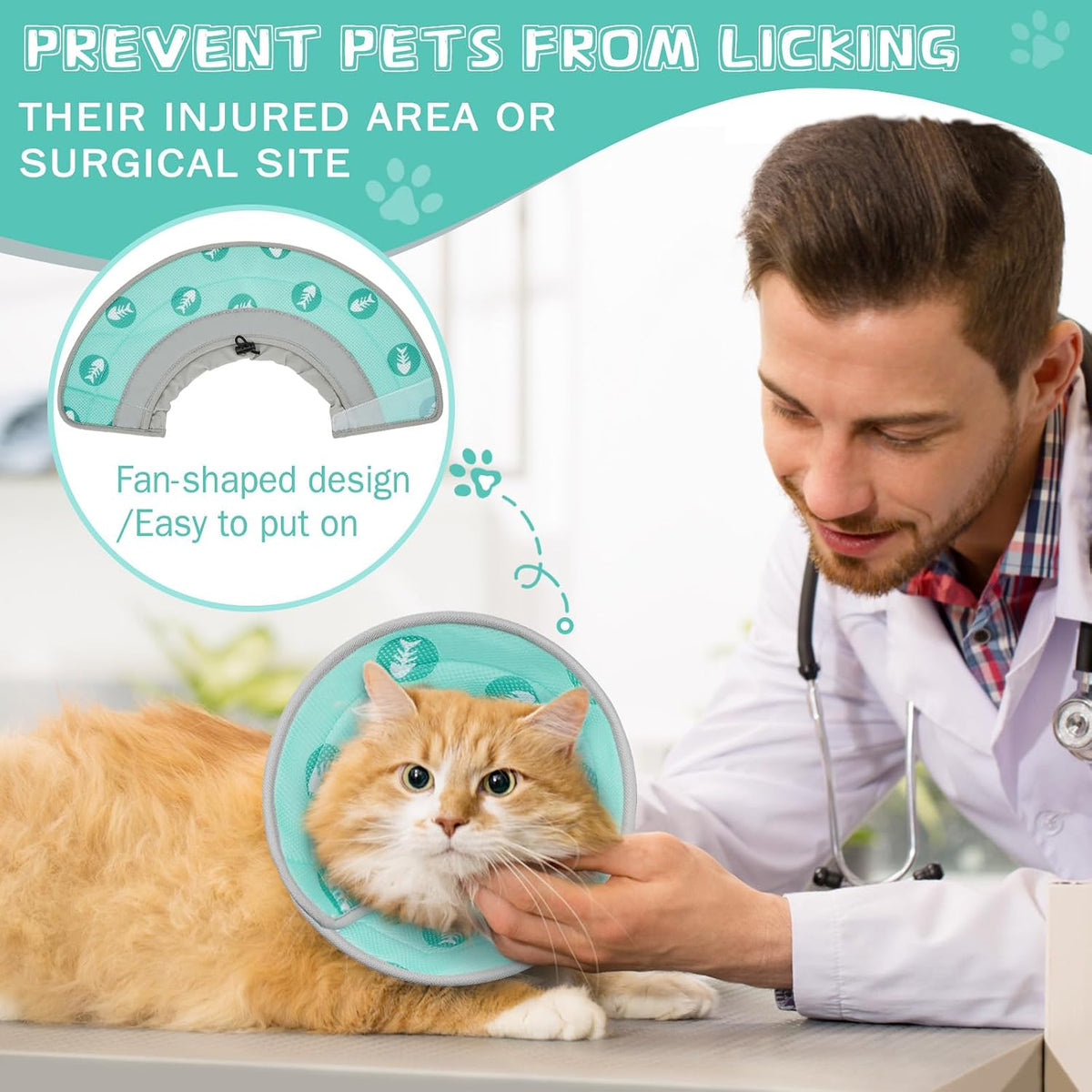 Cat Cone Collar Soft Elizabethan Collar for Surgery Recovery - Adjustable for Small and Large Cats Kittens to Stop Licking
