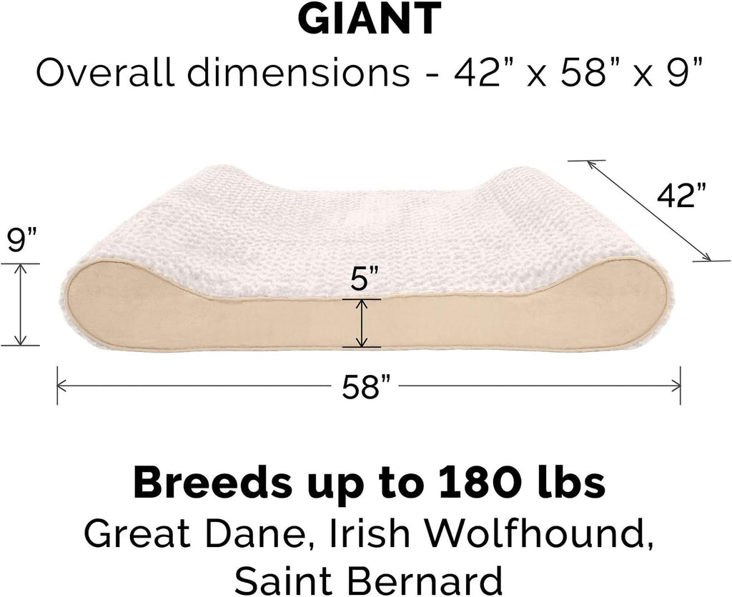 Furhaven Replacement Dog Bed Cover Ultra Plush Faux Fur & Suede Contour Luxe Lounger, Machine Washable - Cream, Giant (XXX-Large)