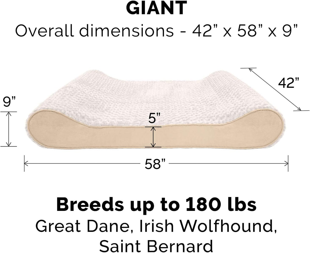 Furhaven Replacement Dog Bed Cover Ultra Plush Faux Fur & Suede Contour Luxe Lounger, Machine Washable - Cream, Giant (XXX-Large)