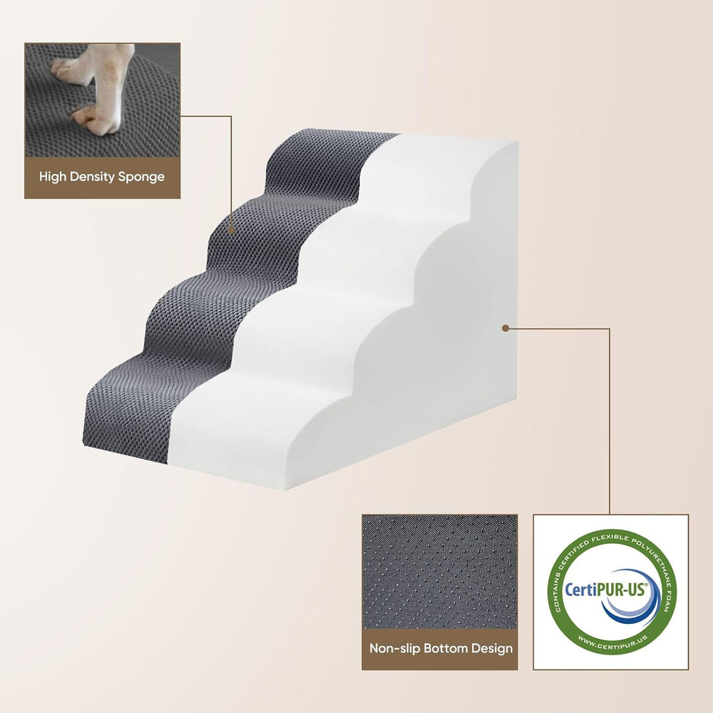 PAWSCRAT 3-Step Pet Stairs for High Beds & Sofas, 15.7''H Dog Stairs, Grey