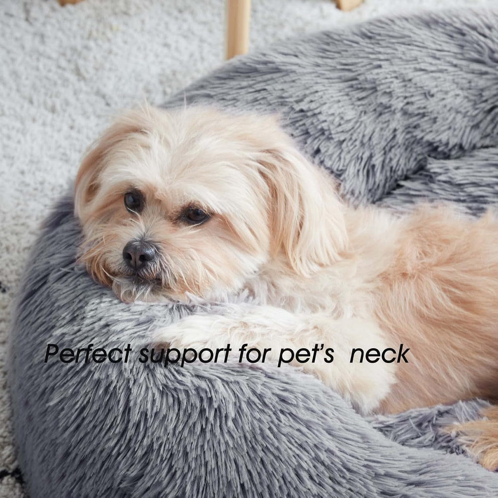 Western Home Calming Donut Small Medium Pet Dog Bed Washable,27" Navy Grey