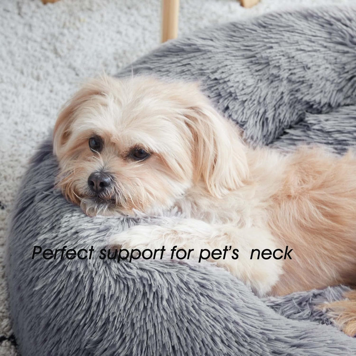 Western Home Calming Donut Small Medium Pet Dog Bed Washable,27" Navy Grey