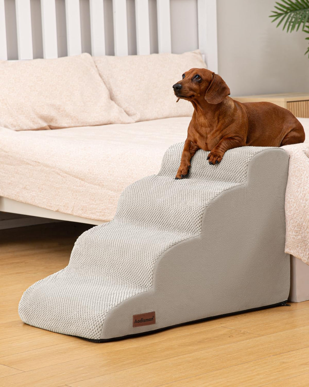 Aodisman Dog Steps for Bed or Couch,4 Step Pet Stairs for Small Dogs & Cat