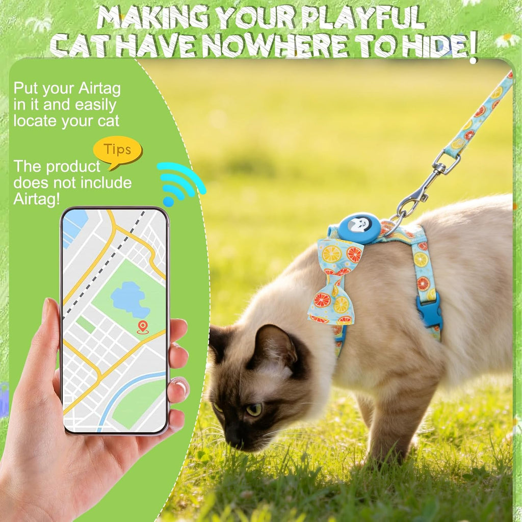 EXPAWLORER Cat Harness and Leash Set Escape Proof Vest with AirTag Holder