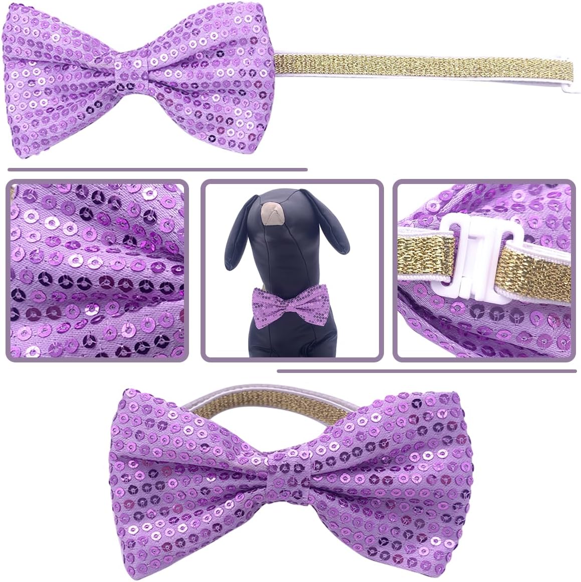 PET SHOW Dog Birthday Party Favors Decorations Purple Crown Hats with Bandana and Collar Bowties Charms Costume Set Puppy Cat Celebration Outfit with 0-9 Figures Banner & Ballons Grooming Accessories