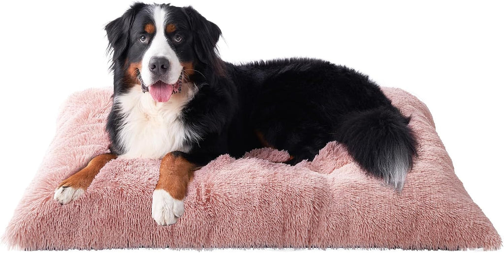 EHEYCIGA Fluffy Dog Crate Bed, Plush Extra Large Plus Dog Pillow, Pink