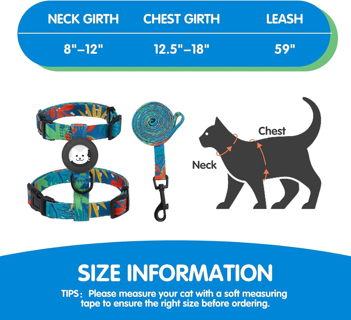 BINGPET Cat Harness with Airtag Holder, Escape Proof for Walking Outdoor