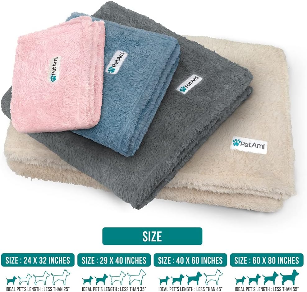 PetAmi Soft Plush Sherpa Dog Blanket for Pet Cat, Small 24x32, Dusty Blue