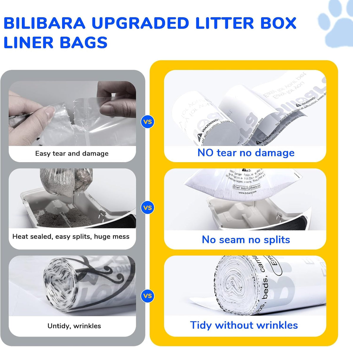 Litter Box Liner Bag Compatible with Cat litter Box 3 and 4, 60 Pack - Extra Thick Waste Bags for Self-Cleaning Pet Kitty Litter Box Drawer Liners, 9-11 Gallons Home/Kitchen Trash Bags