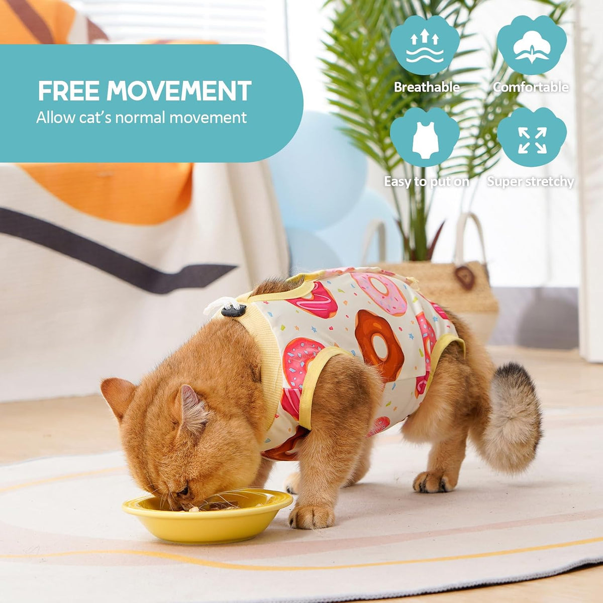Avont Cat Recovery Suit - Kitten Onesie for Cats After Surgery