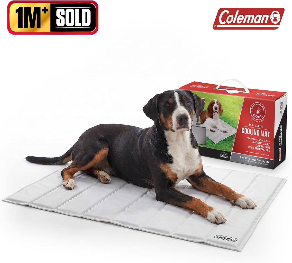 Coleman Patented Self Cooling Pet Mat 24 x 30 Inches, Cooling Pad for Dogs & Cats, Pressure Activated Gel Mat, No Refrigeration Needed, Dog Cooling Bed for Crate, Kennel, Floor & Travel