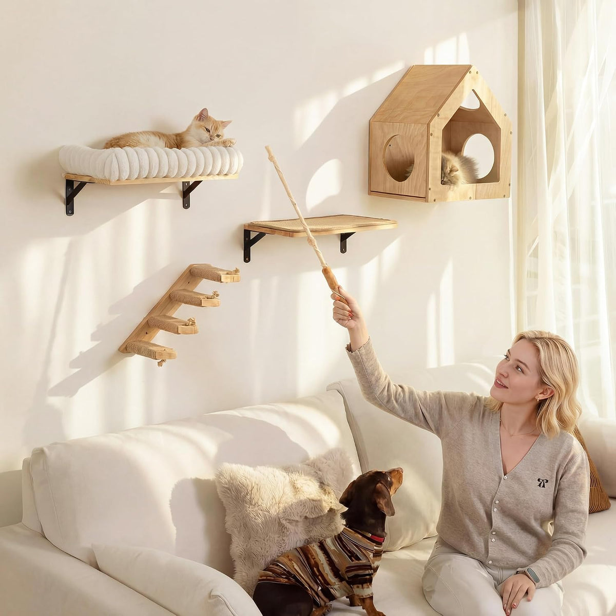 FUKUMARU Cat Wall Shelves, 17 x 10 Inch, Soft Cushion