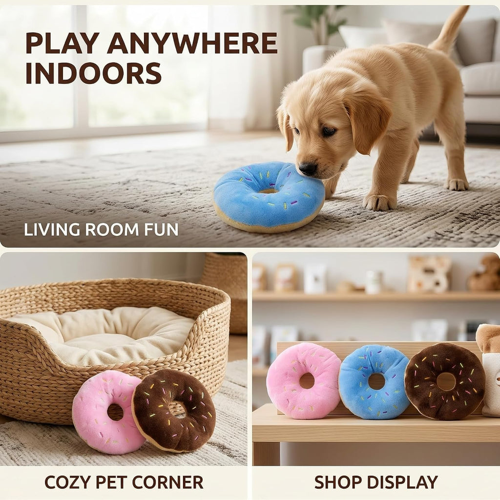 3Pcs Colorful Pet Toy Donut-Shape Squeaky Squeaker Puppy Dog Pet Cat Kitten Sound Chews Toy Random Color Sturdy and Practical Simple and Sophisticated Design，Toys，Dog Squeak Toys
