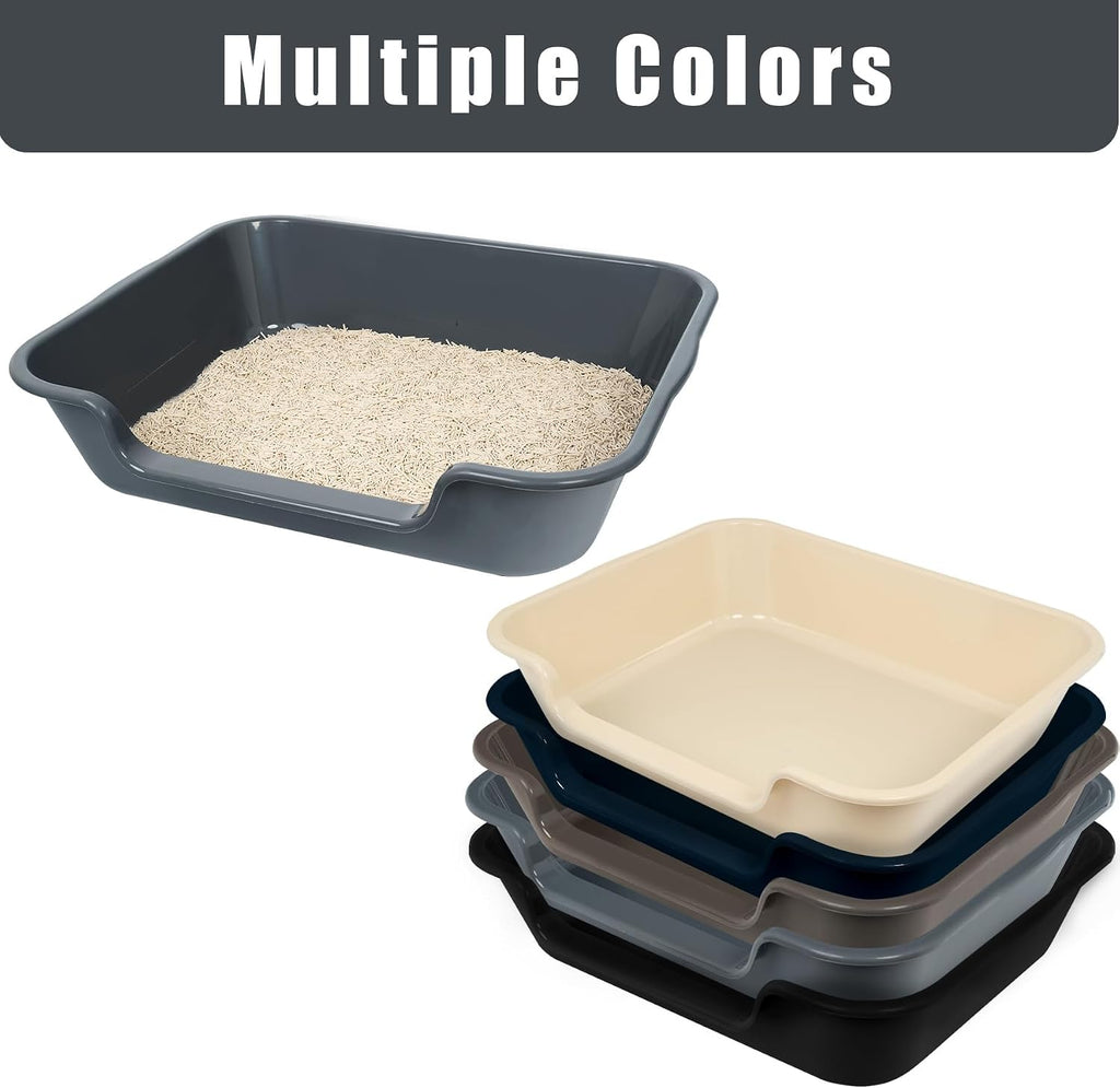 Extra Large Low Entry ABS Cat Litter Box, Light Gray, 24" L x 20" W, 1 Pack | Durable low entry litter box, non-stick, odor-free, ideal for seniors, kittens, rabbits, large cats and multi-pet homes.