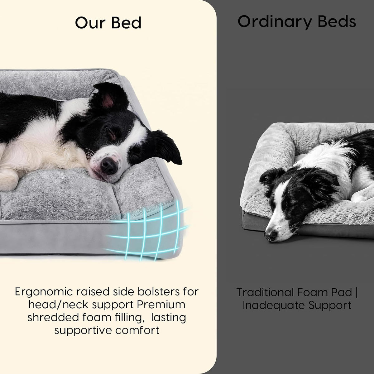 Orthopedic Dog Beds Large Sized Dog, Washable Dog Bed, 48" L, Grey