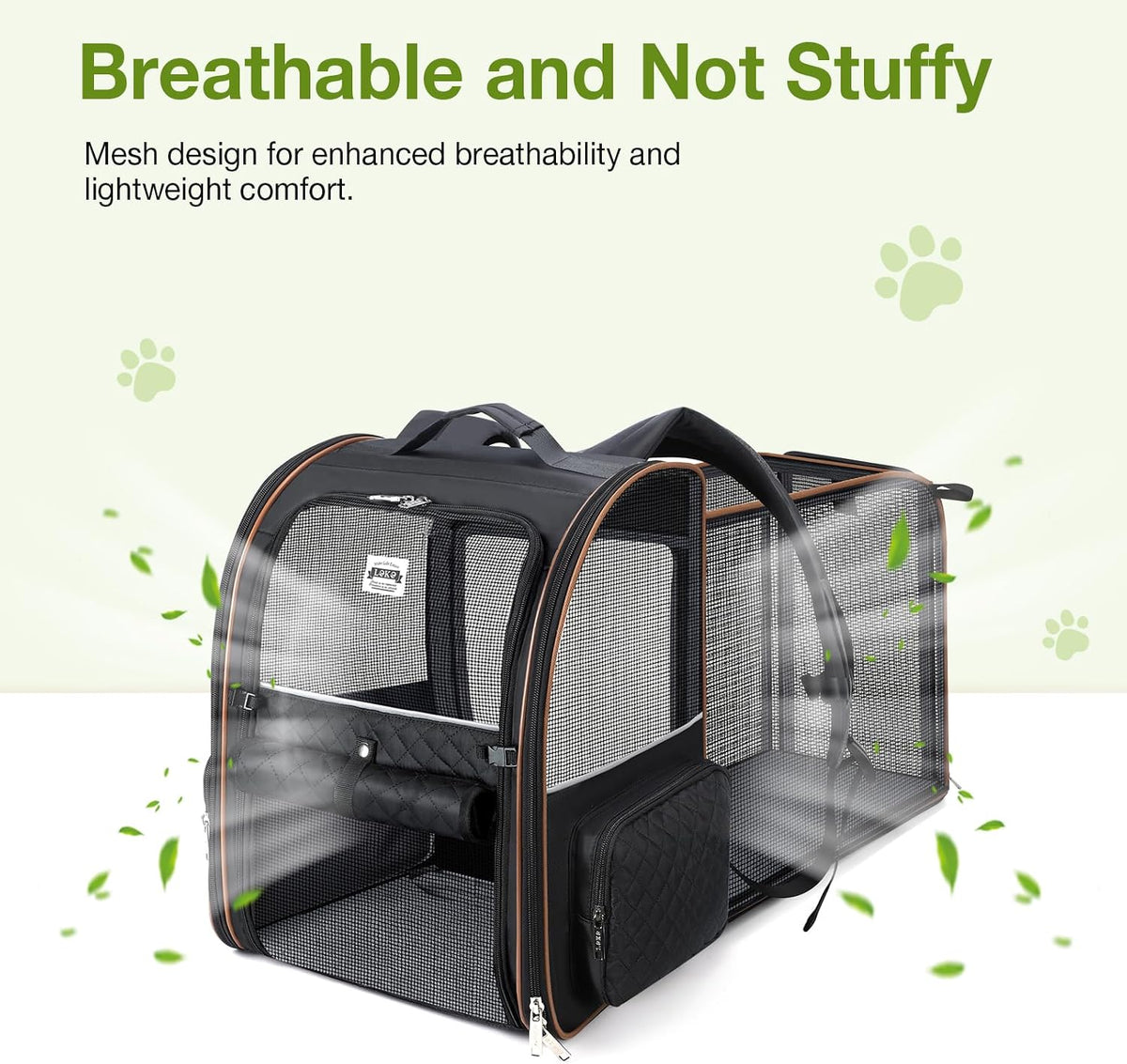 Large Cat Backpack Carrier Expandable Pet Carrier Backpack for Small Dogs Medium Cats Fit Up to 18 Lbs, Dog Backpack Carrier, Foldable Puppy Backpack Carrier for Travel,Black