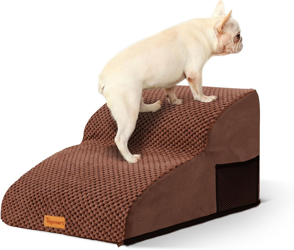 2-Step Dog Stairs for Small Dogs, Non-Slip Foam Pet Steps for Low Couch Bed