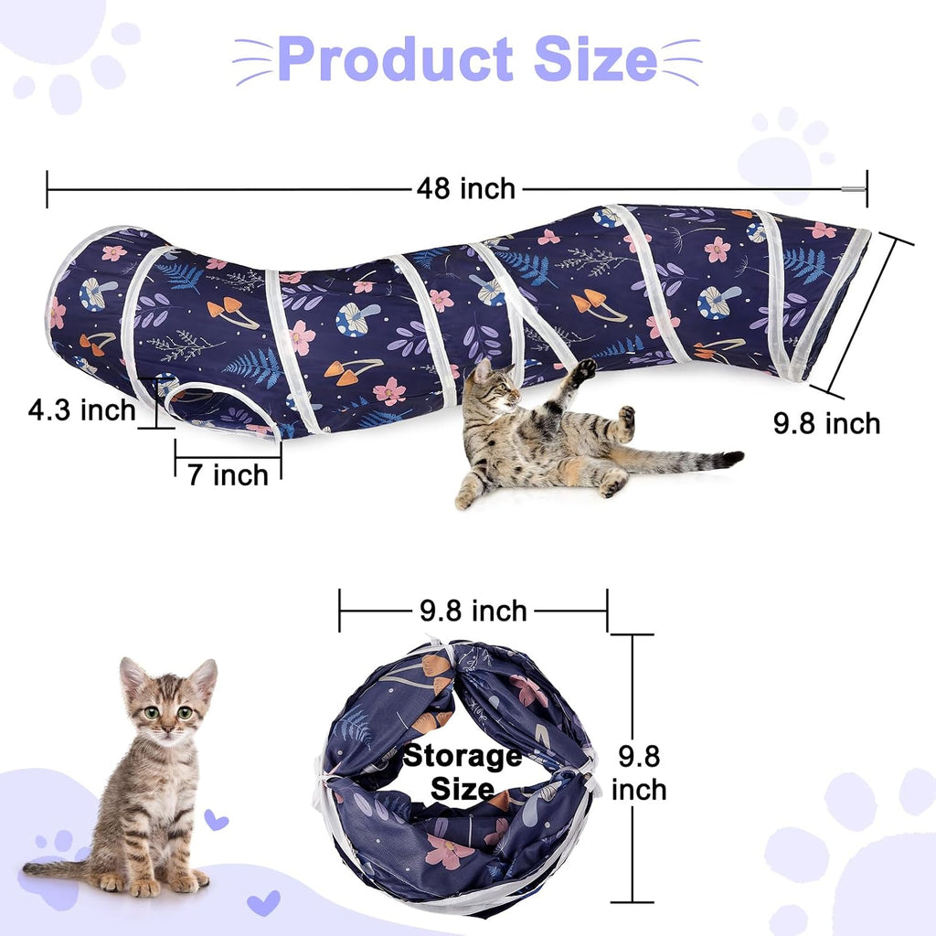 Glittme S-Shape Cat Tunnel, Foldable Cat Tunnels for Indoor Cats