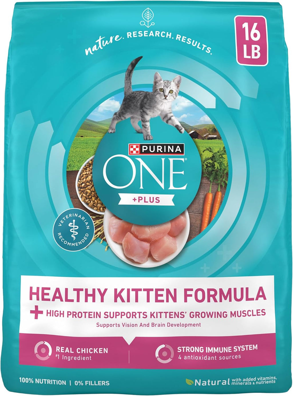 Purina ONE High Protein Natural Kitten Dry Cat Food, 16 lb Bag