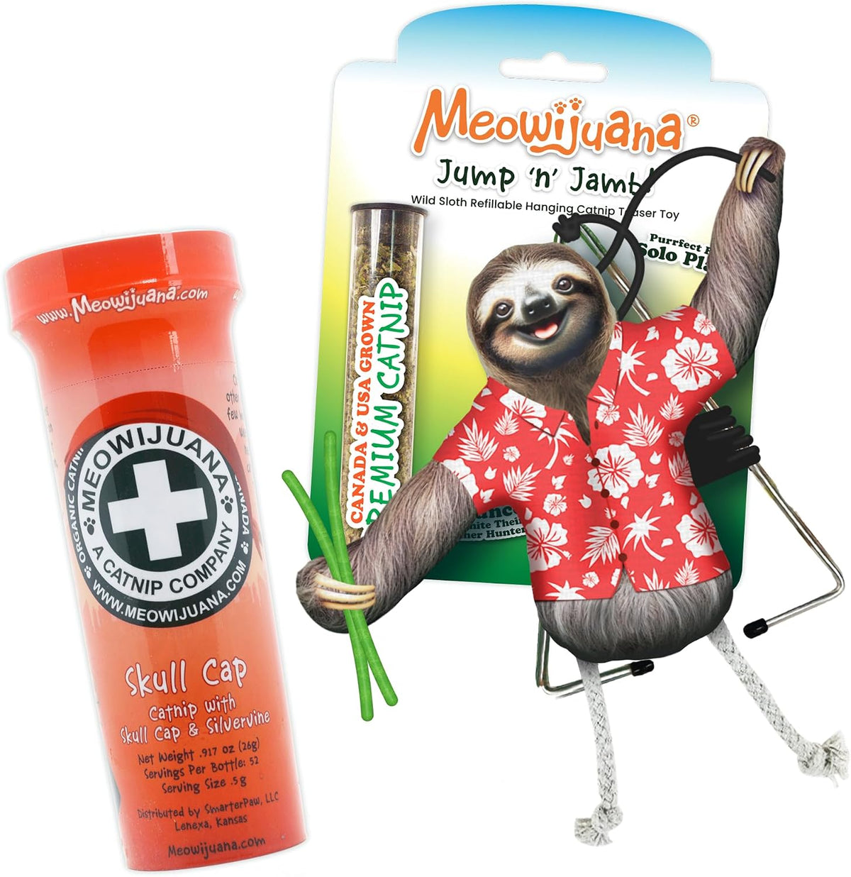 Meowijuana Jump 'n' Jamb Sloth Cat Toy and Catnip Blend | High Potency